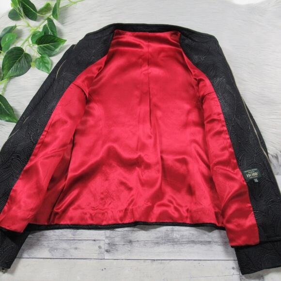 HOBBS Marilyn Anselm Black Textured Jacquard Zip Front Jacket Women’s Size 10 - Picture 10 of 13